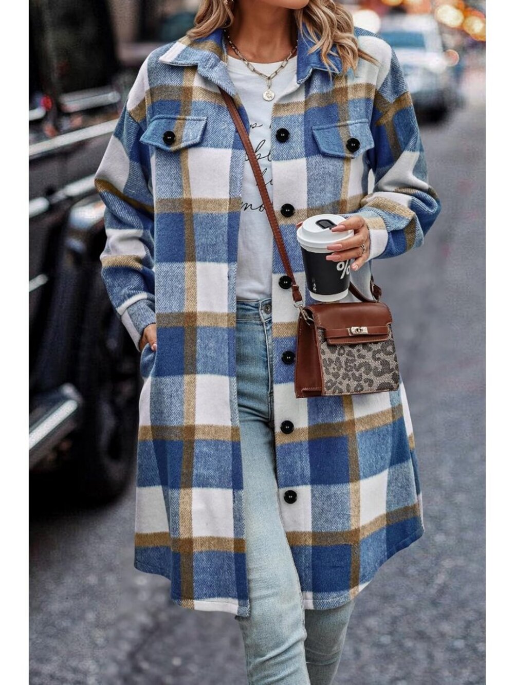 Plaid Shacket Jacket for Women | Cozy Flannel Shirt Layering Piece - Picture 7 of 7